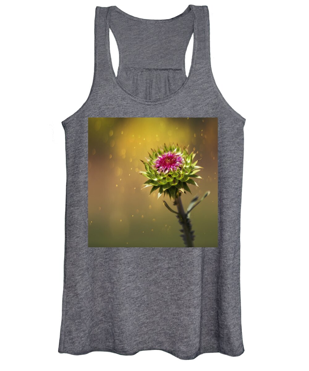 Thistle Women's Tank Top featuring the photograph A Thistle Arises by Bill and Linda Tiepelman