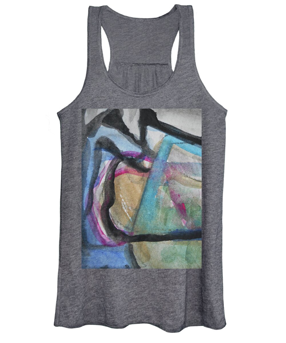 Katerina Stamatelos Women's Tank Top featuring the painting Abstract-24 by Katerina Stamatelos