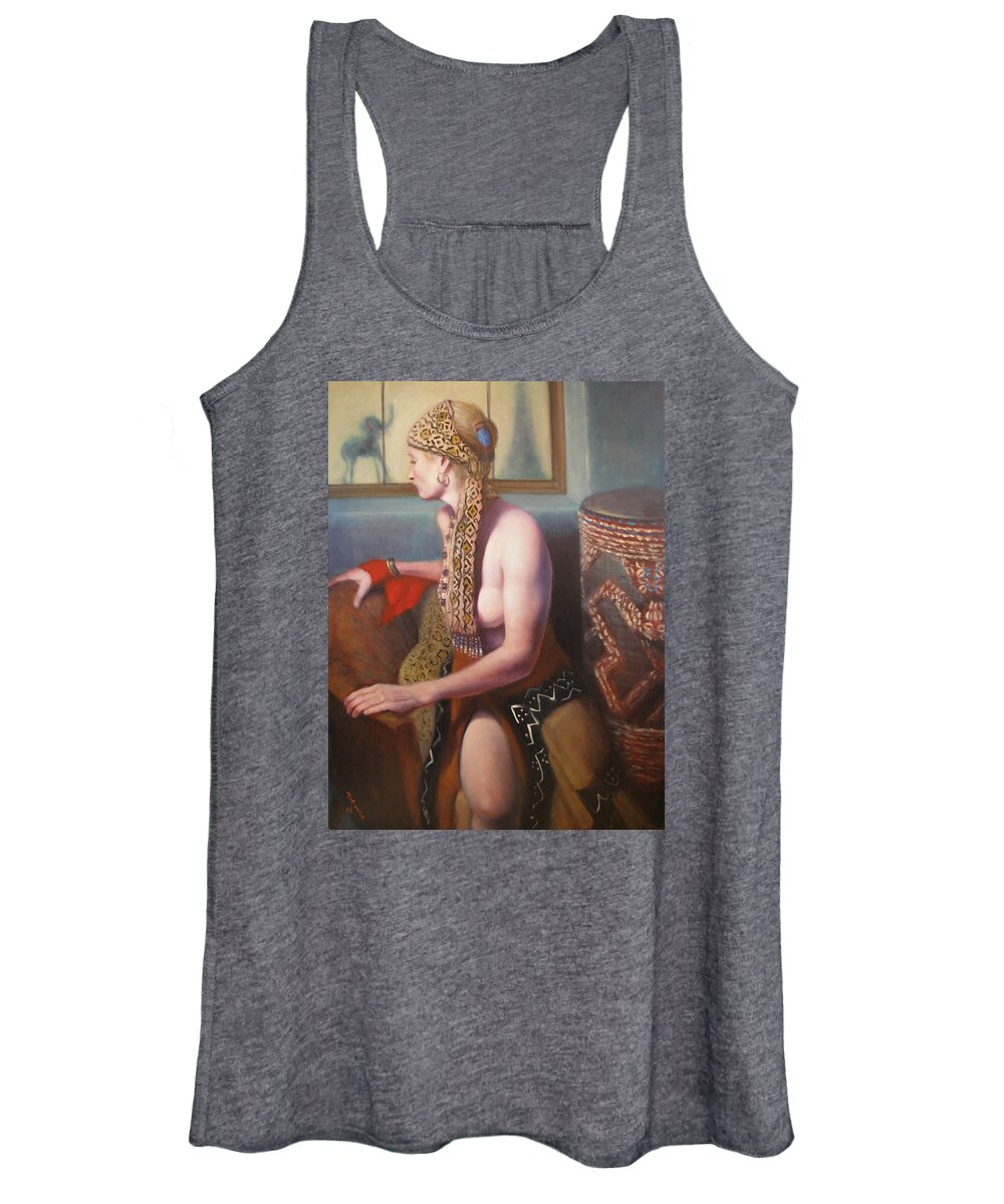 Realism Women's Tank Top featuring the painting African Drum 1 by Donelli DiMaria