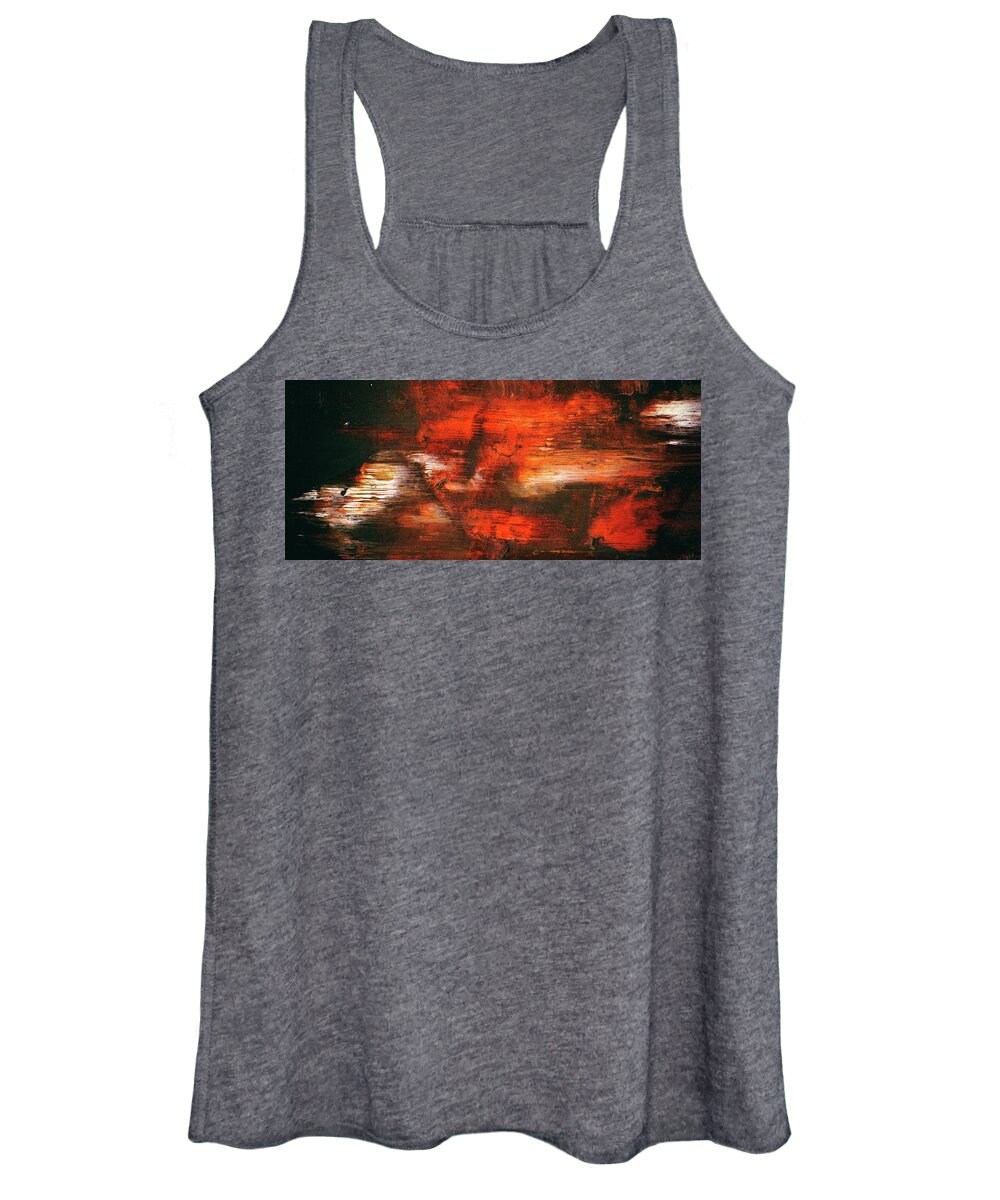 Abstract Women's Tank Top featuring the painting After Midnight - Black Orange And White Contemporary Abstract Art by Modern Abstract