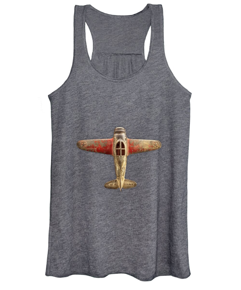 Black Women's Tank Top featuring the photograph Airplane Scrapper on Black by YoPedro