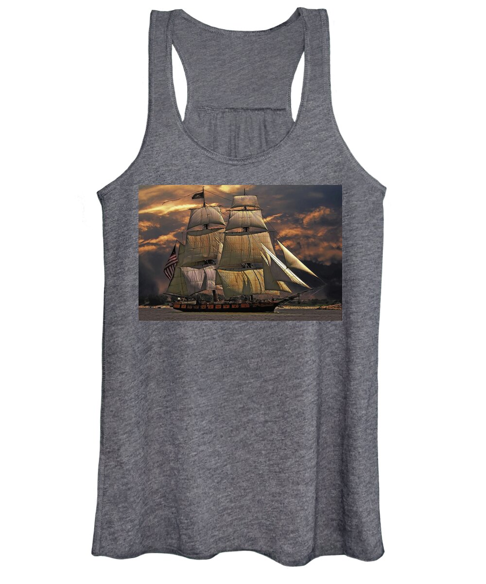America's Ship Women's Tank Top featuring the painting America's Ship by Harry Warrick