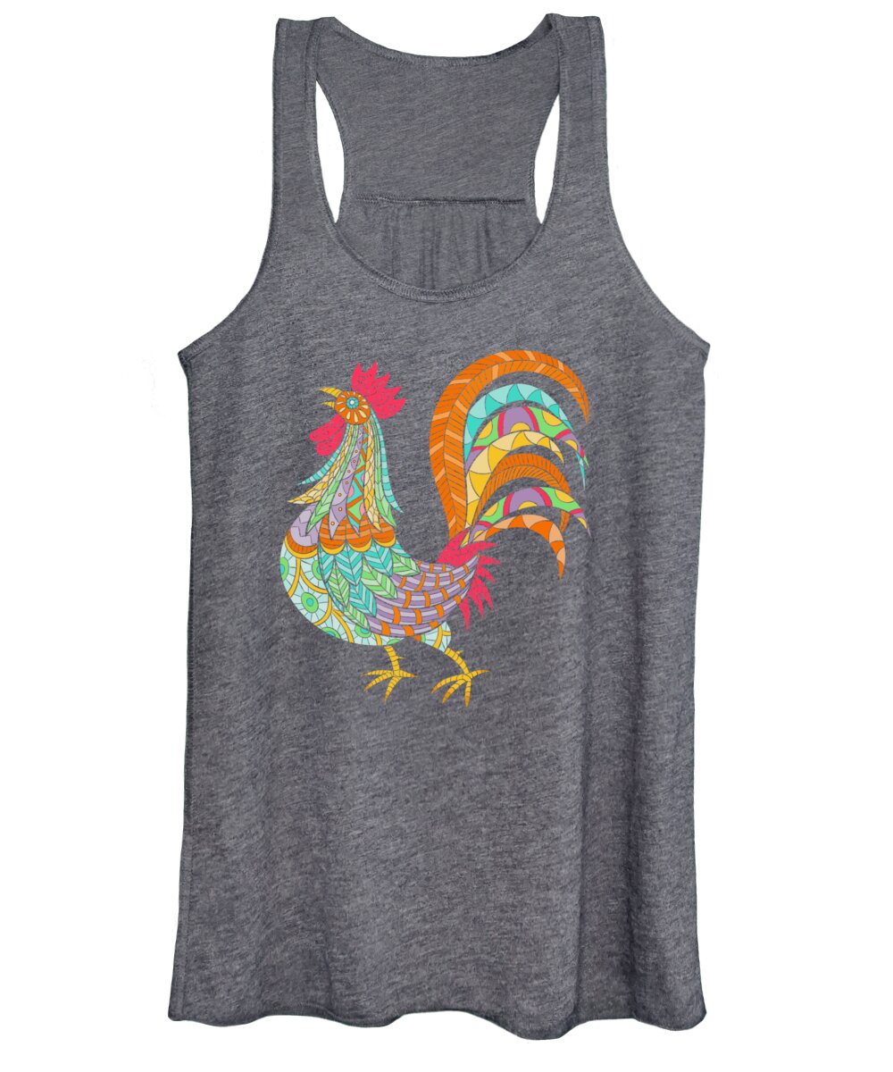 Chicken Women's Tank Top featuring the painting An Artful Rooster by Little Bunny Sunshine