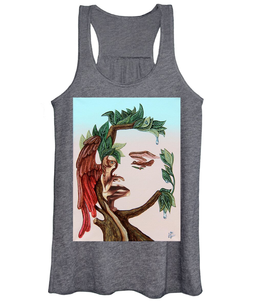 Actress Women's Tank Top featuring the painting Angel, watching the reincarnation of Marilyn Monro. Op.2769 by Victor Molev