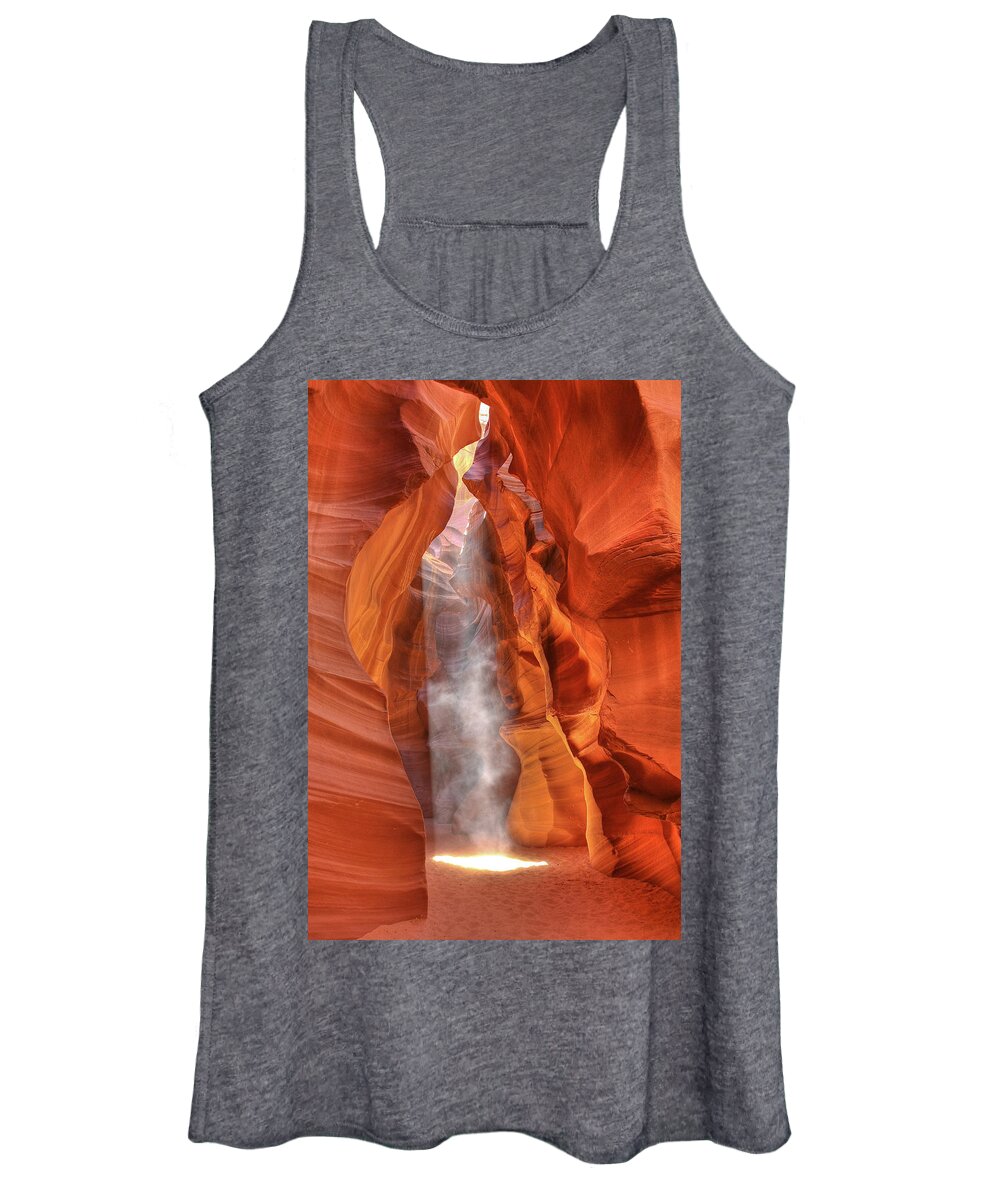 Antelope Canyon Women's Tank Top featuring the photograph Antelope Canyon wide light shaft by Greg Smith