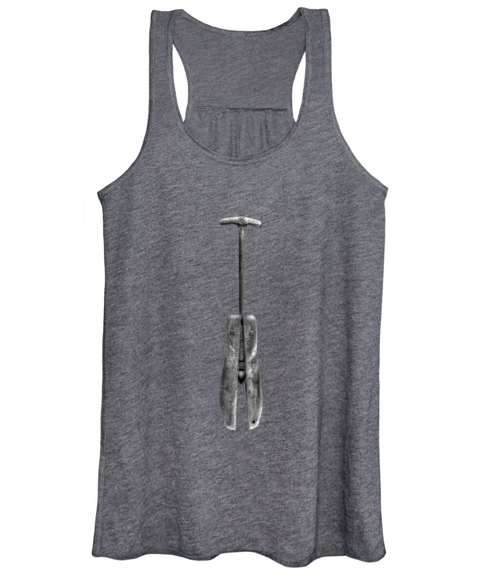 Art Women's Tank Top featuring the photograph Antique Shoe Stretcher BW by YoPedro