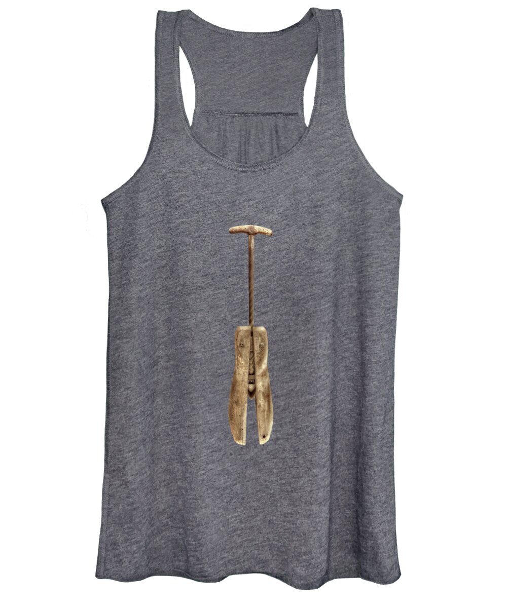 Art Women's Tank Top featuring the photograph Antique Shoe Stretcher on Black by YoPedro