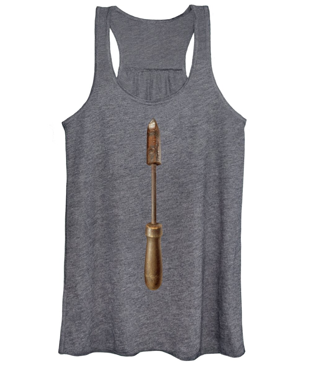 Antique Women's Tank Top featuring the photograph Antique Soldering Iron on Black by YoPedro
