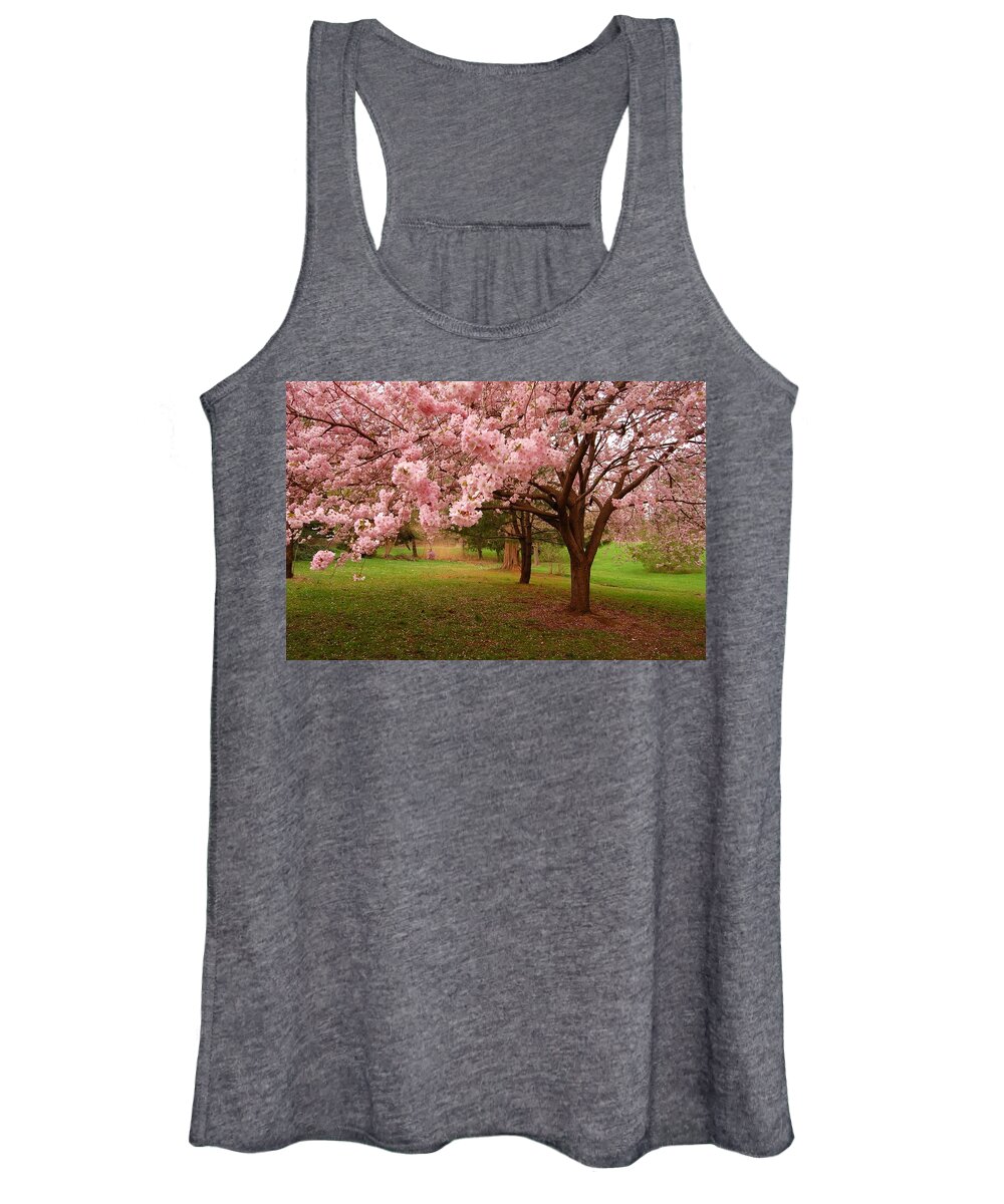 Cherry Blossoms Women's Tank Top featuring the photograph Approach Me - Holmdel Park by Angie Tirado