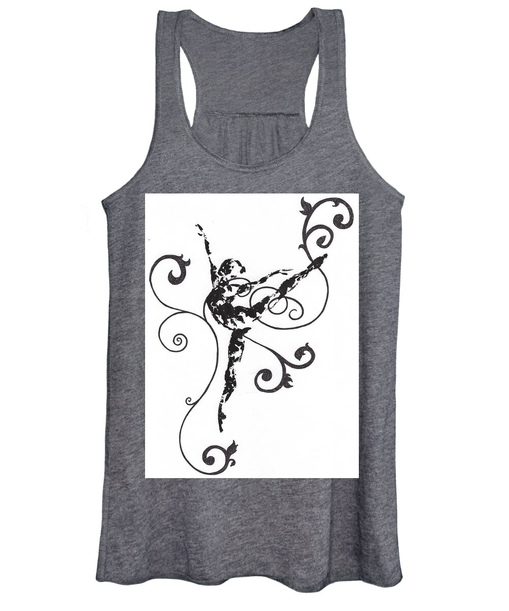 Dance Women's Tank Top featuring the drawing Arabesque II by Emily Page