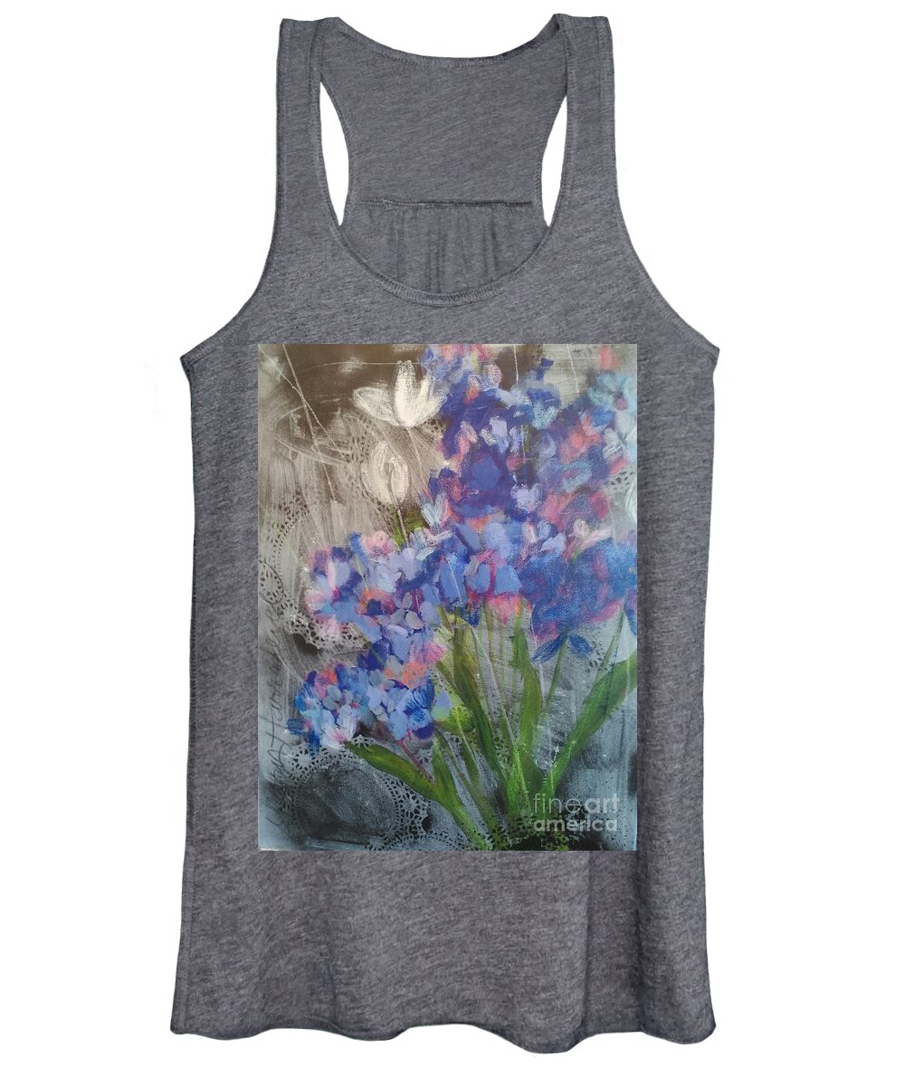 Wild Flowers Women's Tank Top featuring the painting Arizona Blues by Sherry Harradence