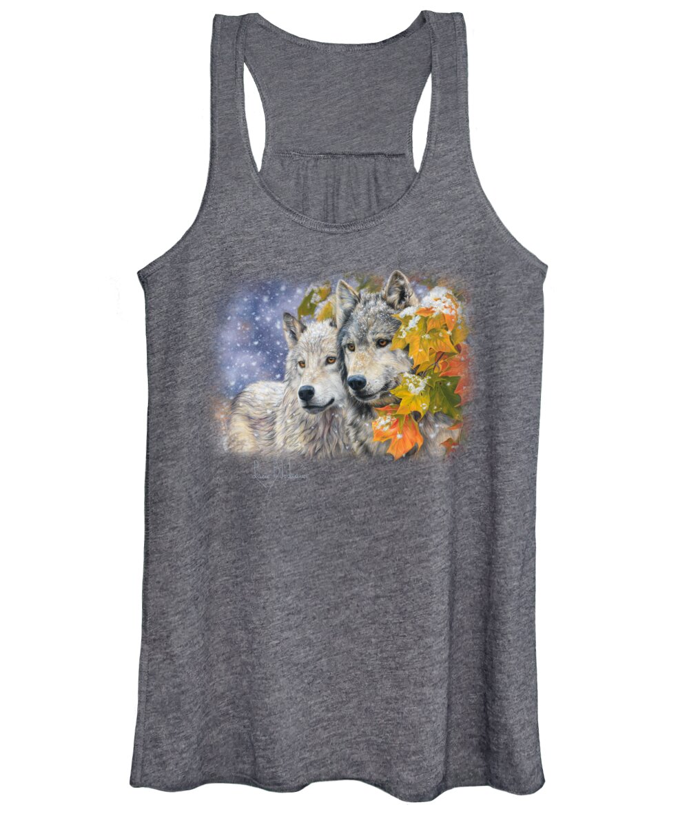 Wolf Women's Tank Top featuring the painting Early Snowfall by Lucie Bilodeau