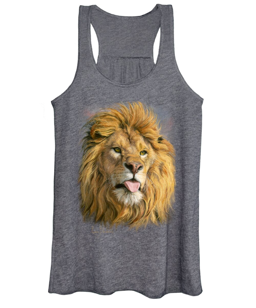 Lion Women's Tank Top featuring the painting Silly Face by Lucie Bilodeau