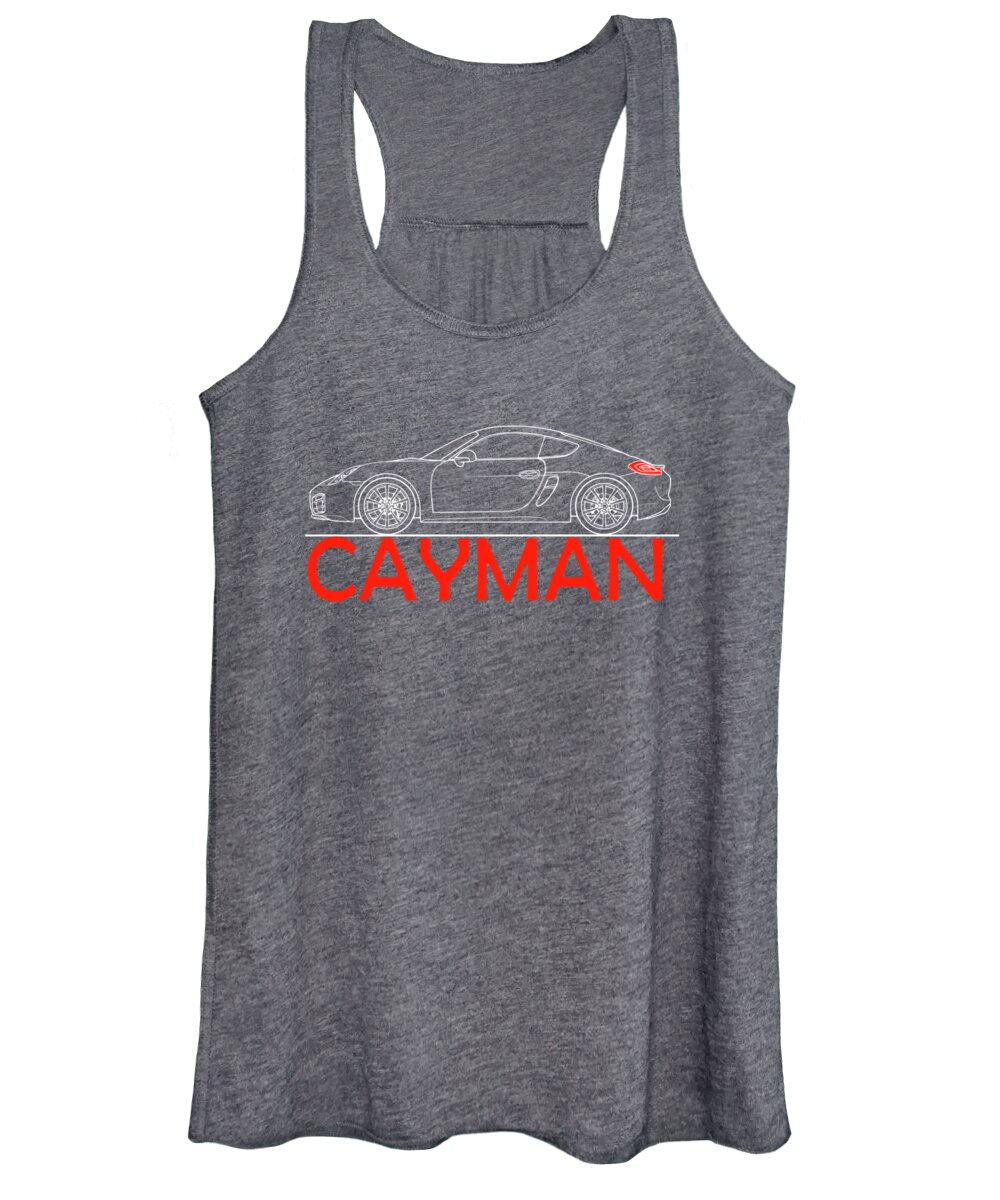Porsche Cayman Phone Case Women's Tank Top featuring the photograph Cayman Blueprint by Mark Rogan