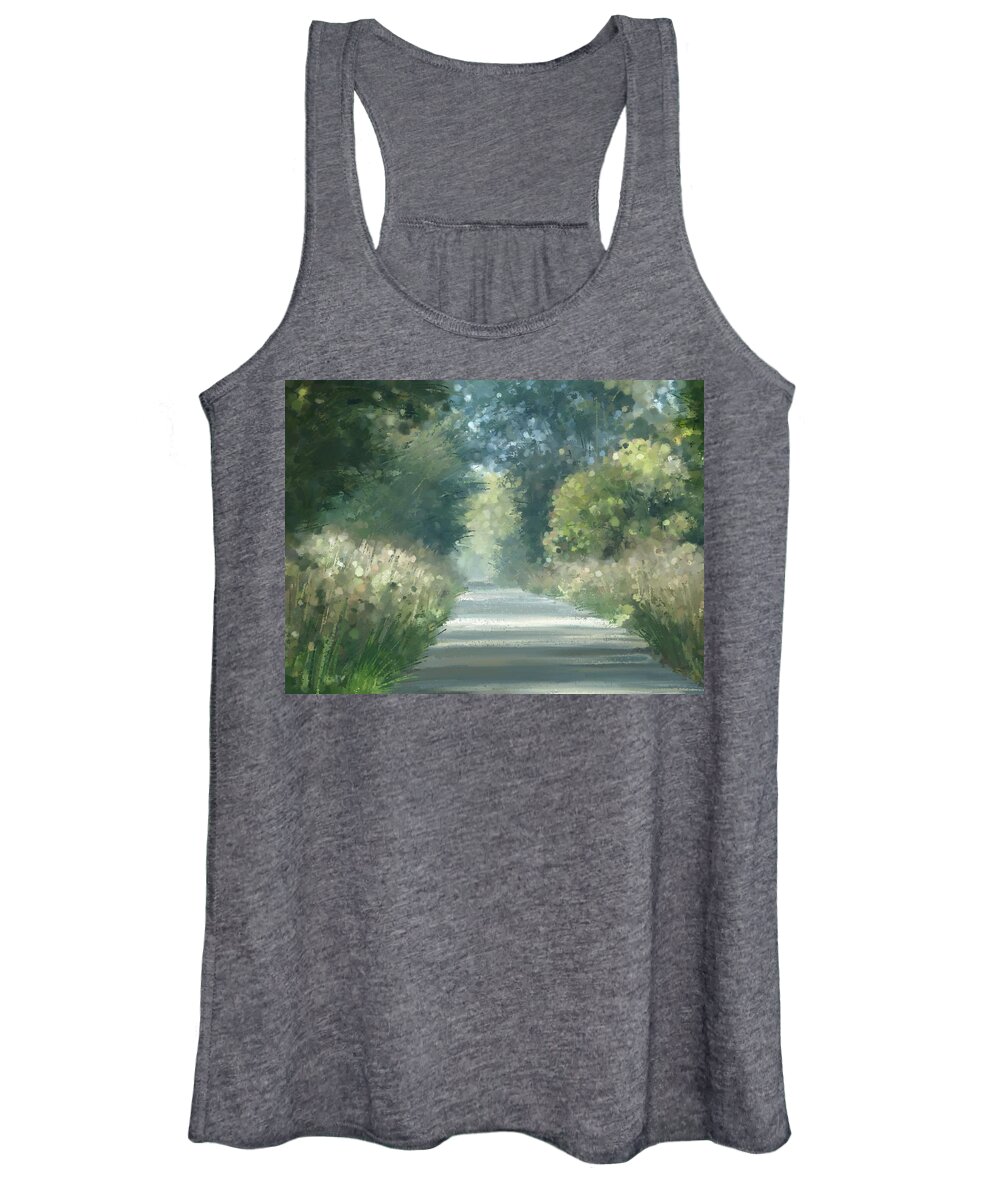 Painting Women's Tank Top featuring the pastel The road back home by Ivana Westin