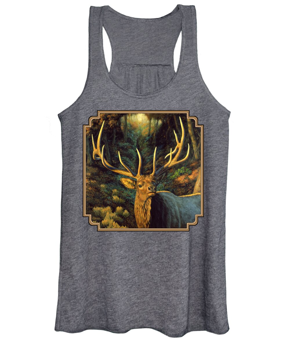 Elk Women's Tank Top featuring the painting Elk Painting - Autumn Majesty by Crista Forest