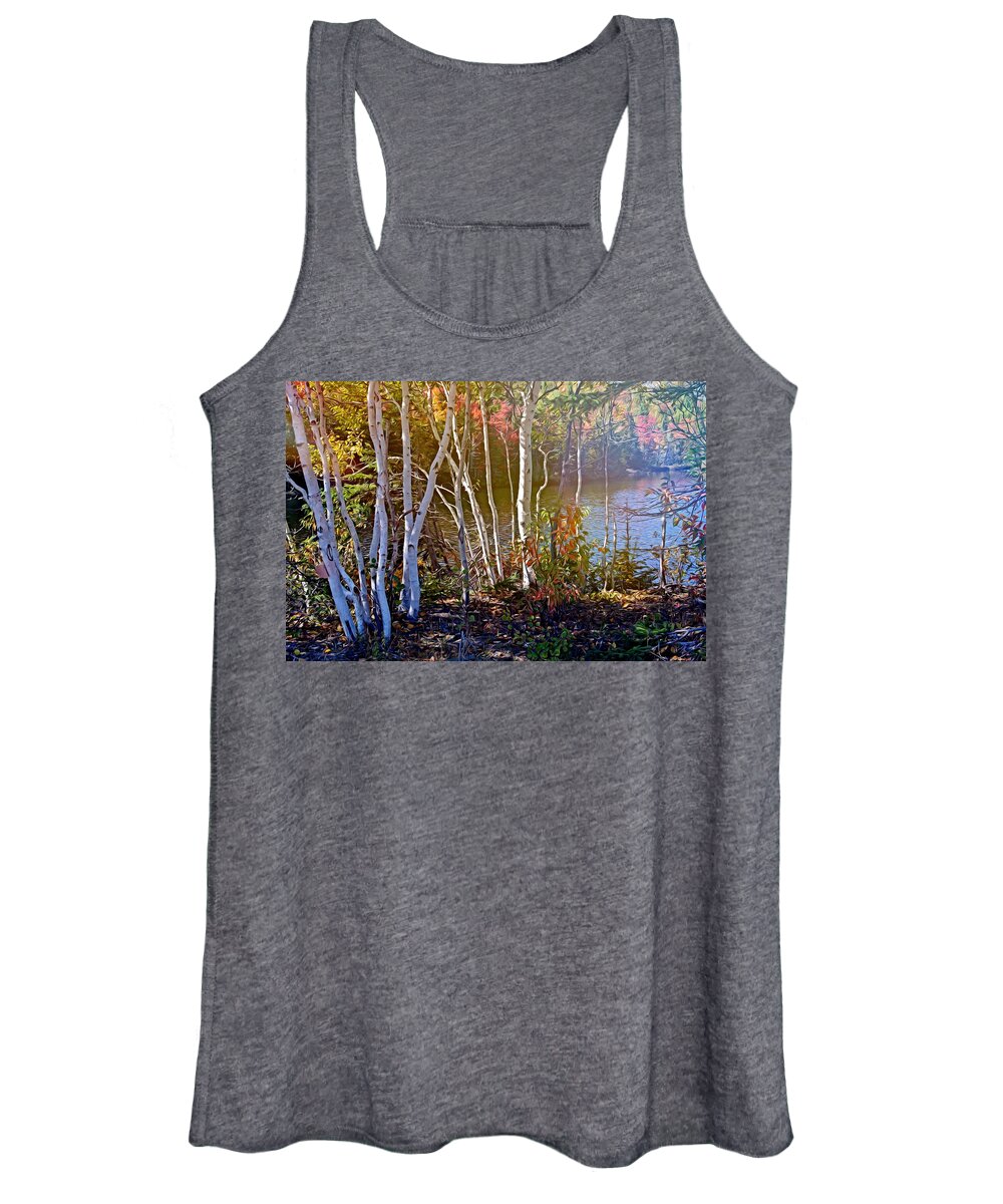 Trees Women's Tank Top featuring the mixed media Aspen trees in the fall by Tatiana Travelways