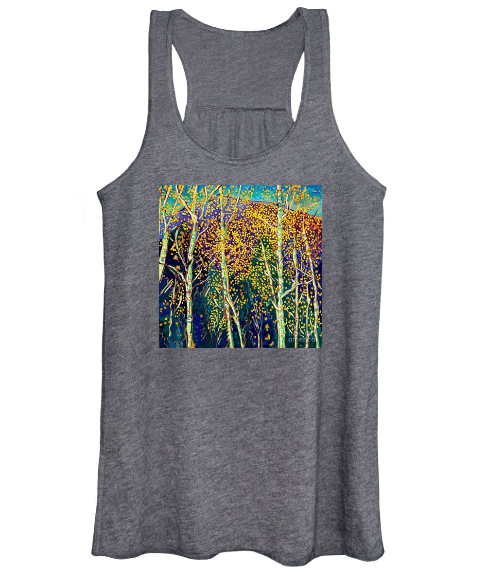 Trees Women's Tank Top featuring the painting Aspiring Aspens by Cathy Carey