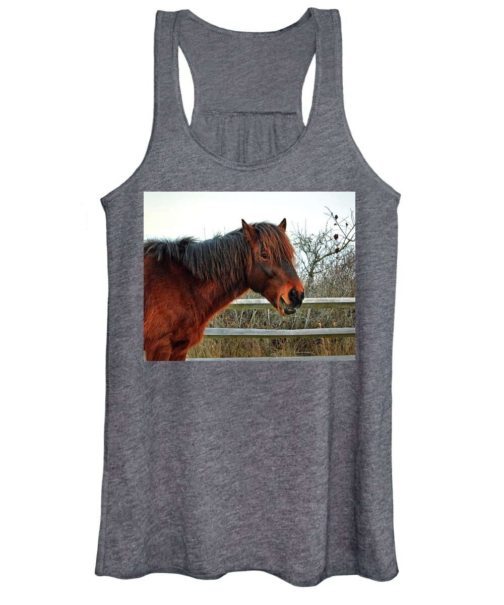Horse Women's Tank Top featuring the photograph Assateague Island Horse Delegates Pride by Bill Swartwout