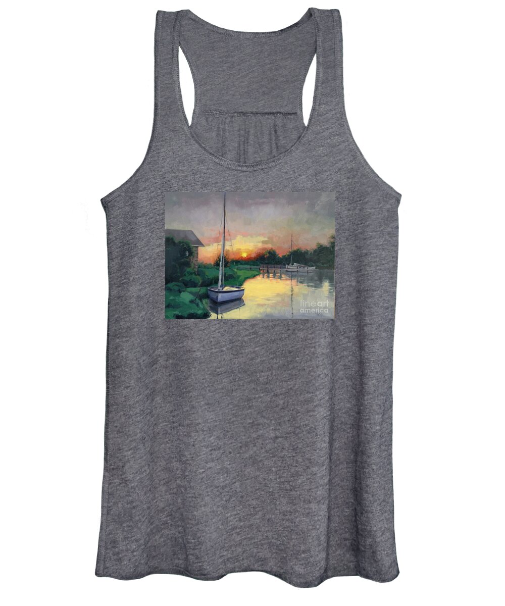 Dock Women's Tank Top featuring the painting At Ease SOLD by Nancy Parsons