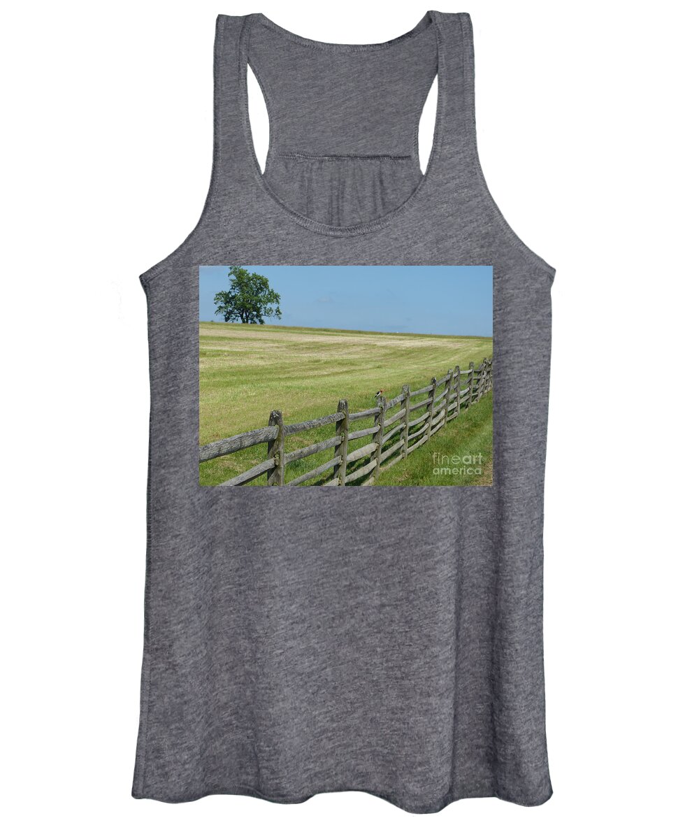 Fence Women's Tank Top featuring the photograph At Gettysburg by Donald C Morgan