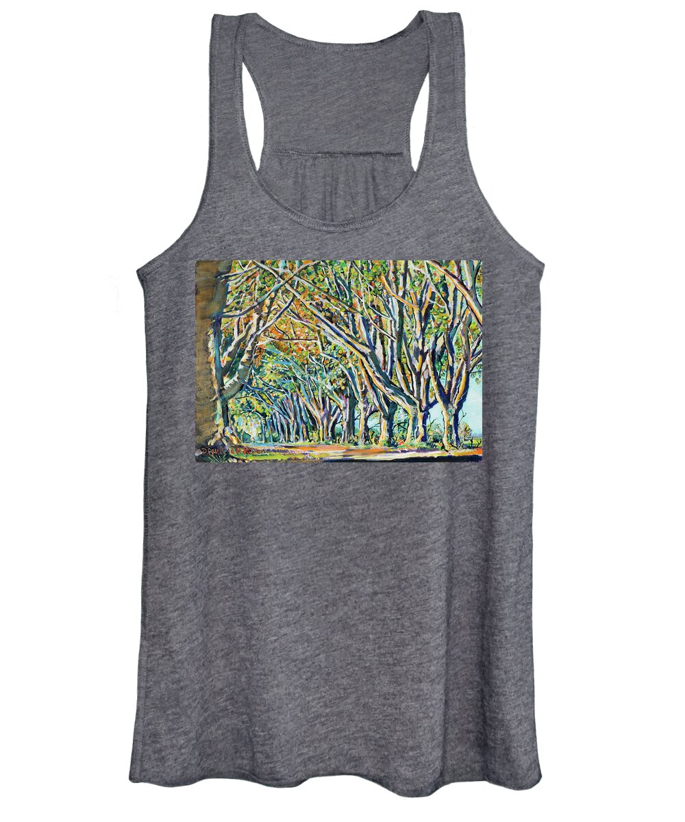 #art Women's Tank Top featuring the painting Autumn Avenue by Seeables Visual Arts