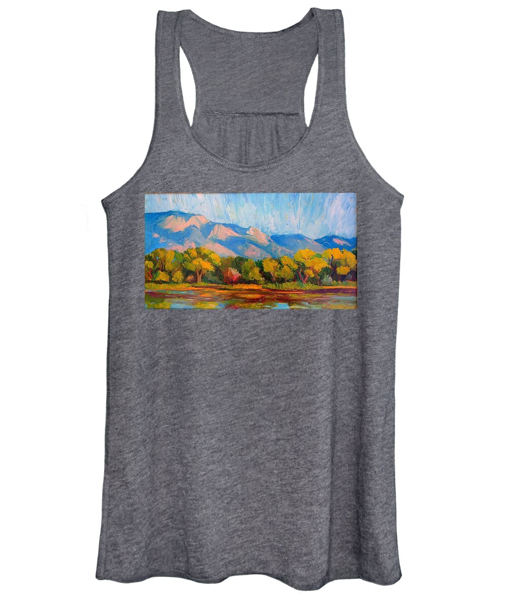 Landscape Women's Tank Top featuring the painting Autumn Colors at Shady Lakes by Marian Berg