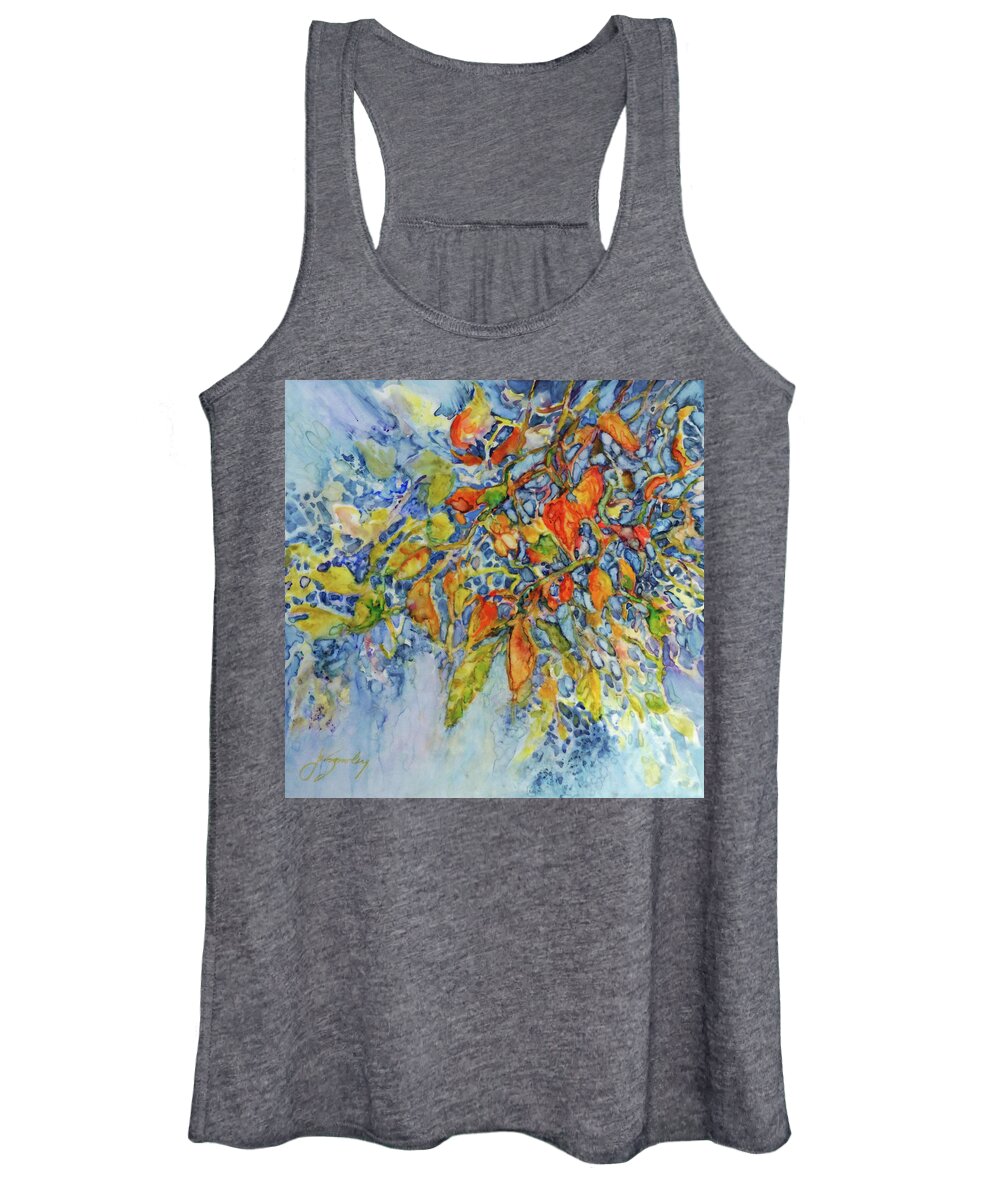 Leaves Women's Tank Top featuring the painting Autumn Lace by Jo Smoley