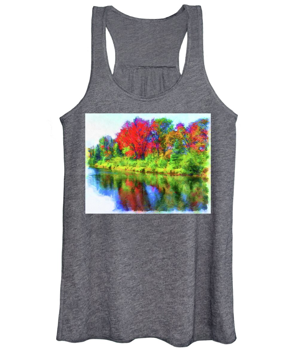Dorset Ontario Women's Tank Top featuring the digital art Autumn Reflections by Leslie Montgomery