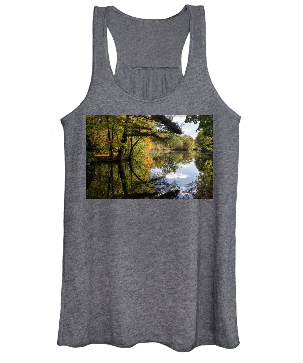 Autumn Women's Tank Top featuring the photograph Autumn reflections by Shirley Mitchell