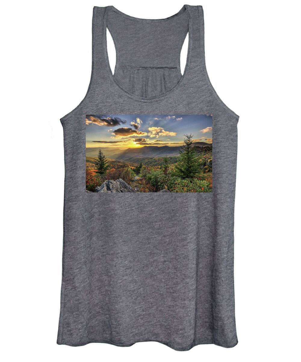 Mountains Women's Tank Top featuring the photograph Autumn Warmth Blue Ridge Moutains by Donnie Whitaker