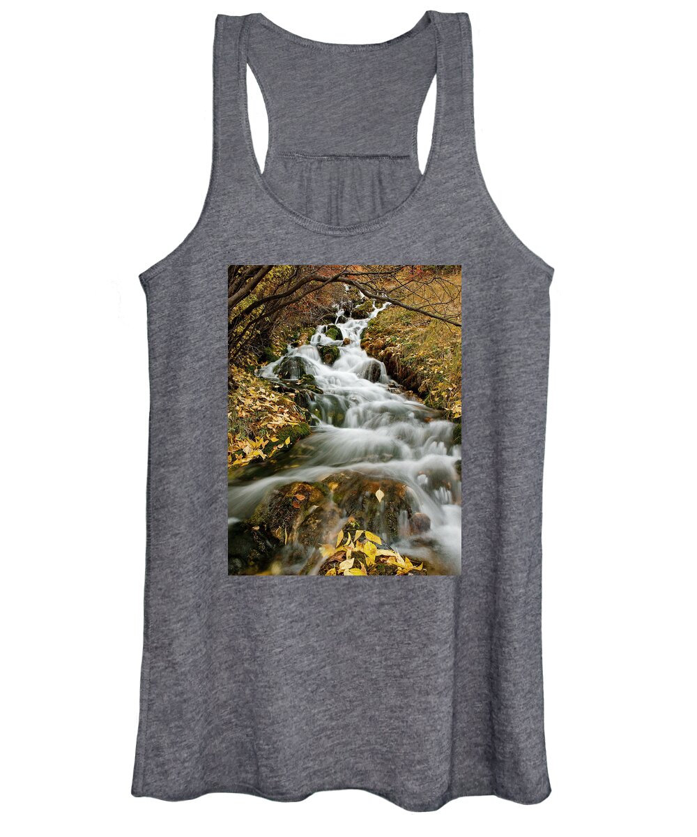 Water Women's Tank Top featuring the photograph Autumn Waterfall by Scott Read