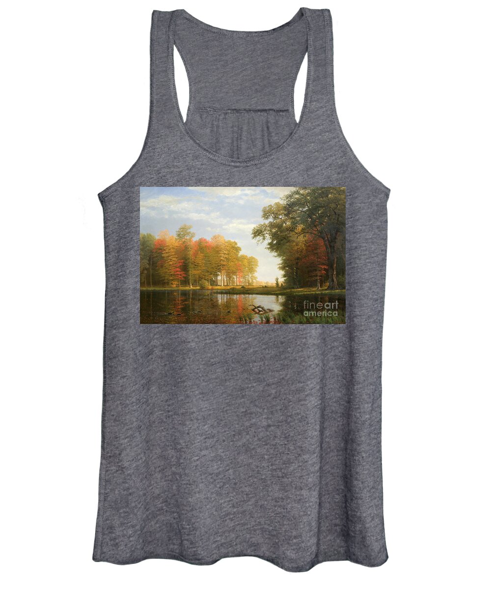 The Fall Women's Tank Top featuring the painting Autumn Woods by Albert Bierstadt