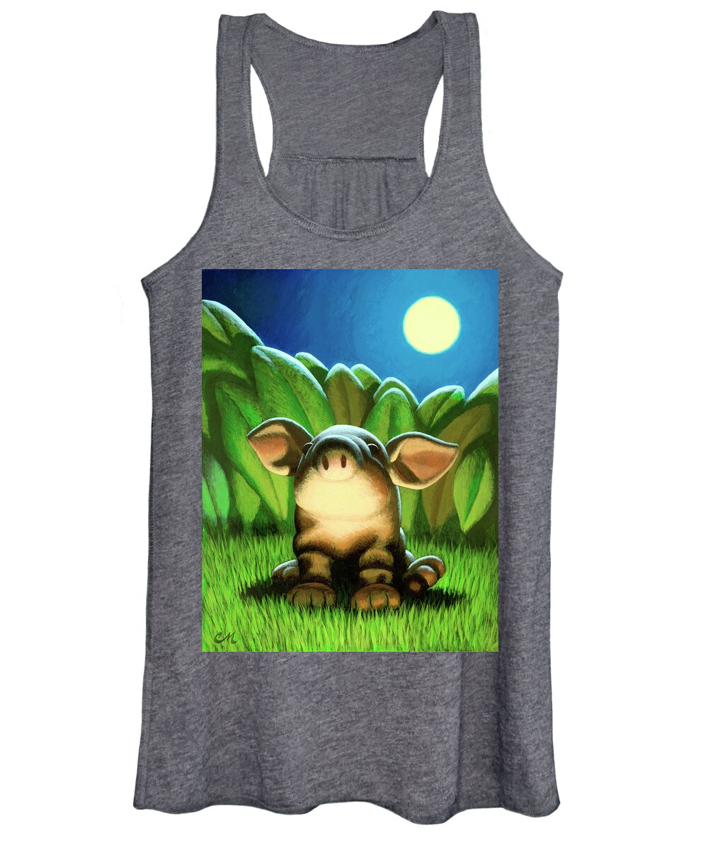 Pig Women's Tank Top featuring the painting Babe in the Woods by Chris Miles