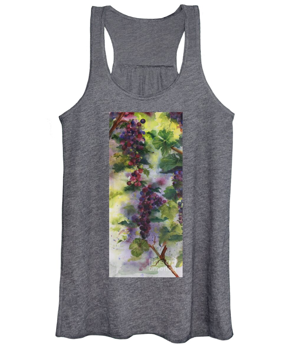 Cabernet Grapes Women's Tank Top featuring the painting Baby Cabernet I Triptych by Maria Hunt