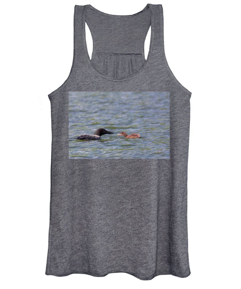 Baby Loon Women's Tank Top featuring the photograph Feeding Time by Nancy Dunivin