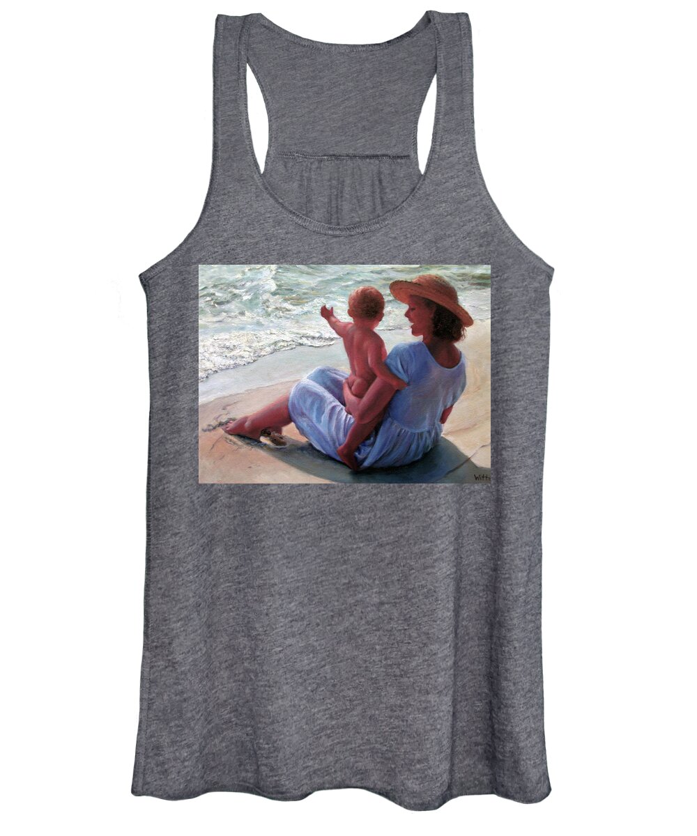 Children Women's Tank Top featuring the painting Baby Waves by Marie Witte