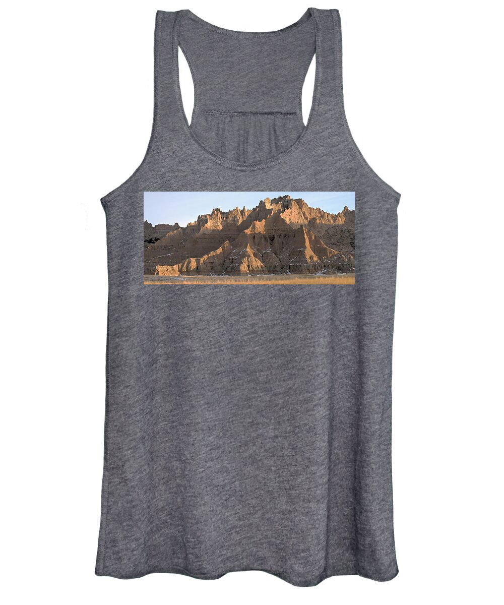 Badlands National Park Women's Tank Top featuring the photograph Badlands Panorama by Larry Ricker