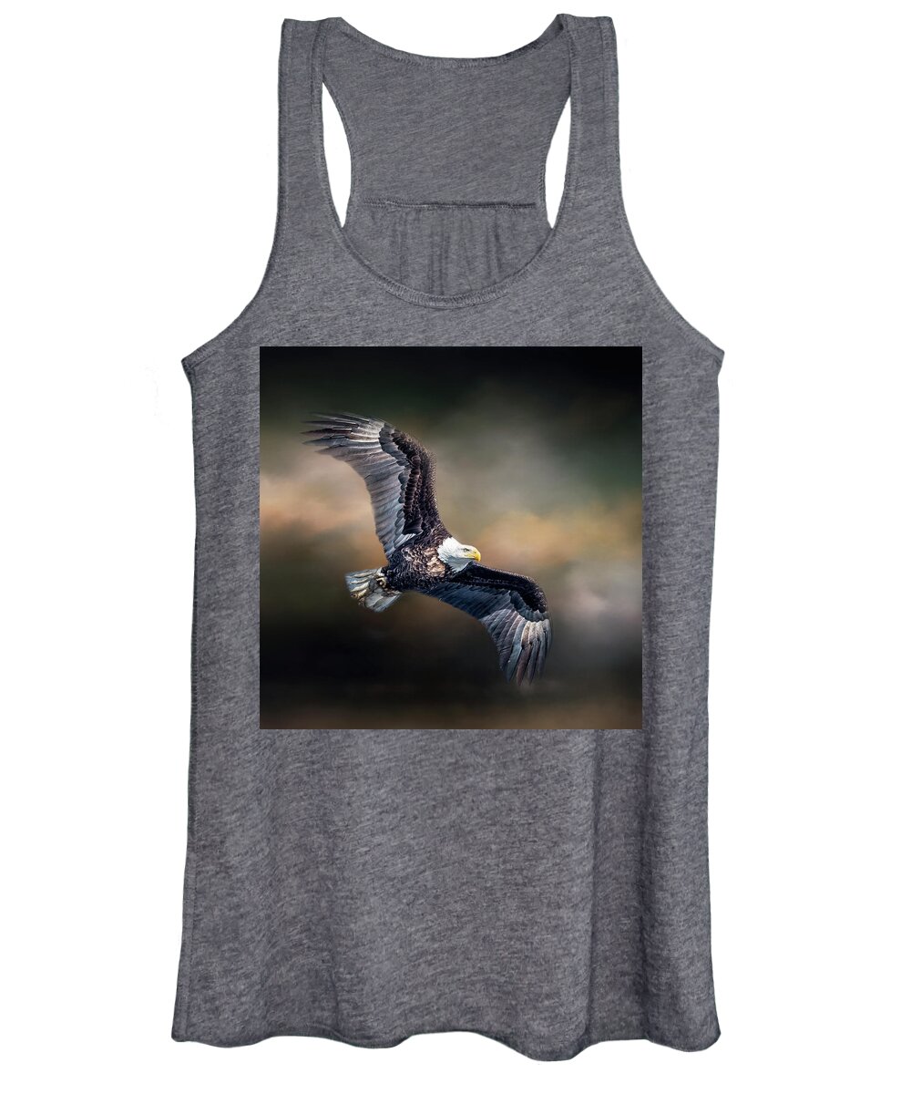 Bald Eagle Women's Tank Top featuring the photograph Bald Eagle With Clouds by Paul Freidlund