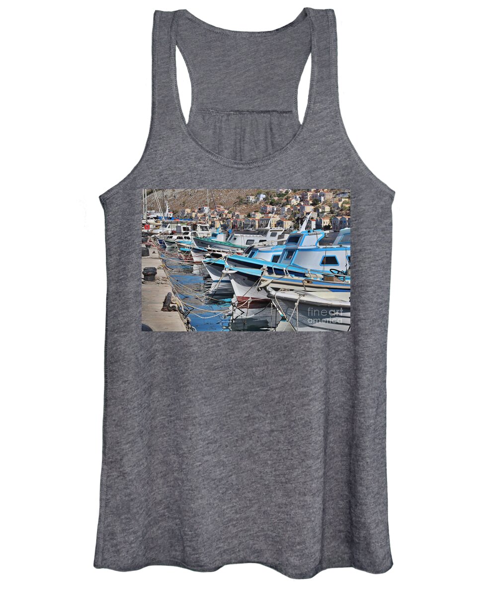 Landscape Women's Tank Top featuring the photograph Harbour of Simi by Wilhelm Hufnagl