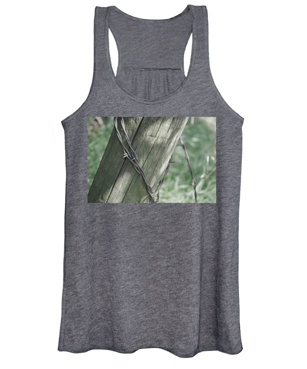 Barbwire Women's Tank Top featuring the photograph Barbwire Shadow by Troy Stapek