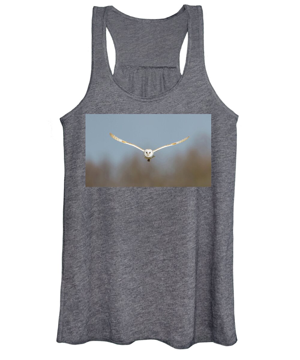 Barn Owl Women's Tank Top featuring the photograph Barn Owl Sculthorpe Moor by Pete Walkden