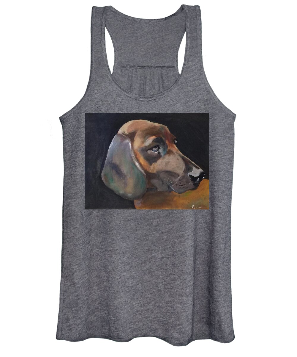 Basset Women's Tank Top featuring the painting Basset by Ryszard Ludynia