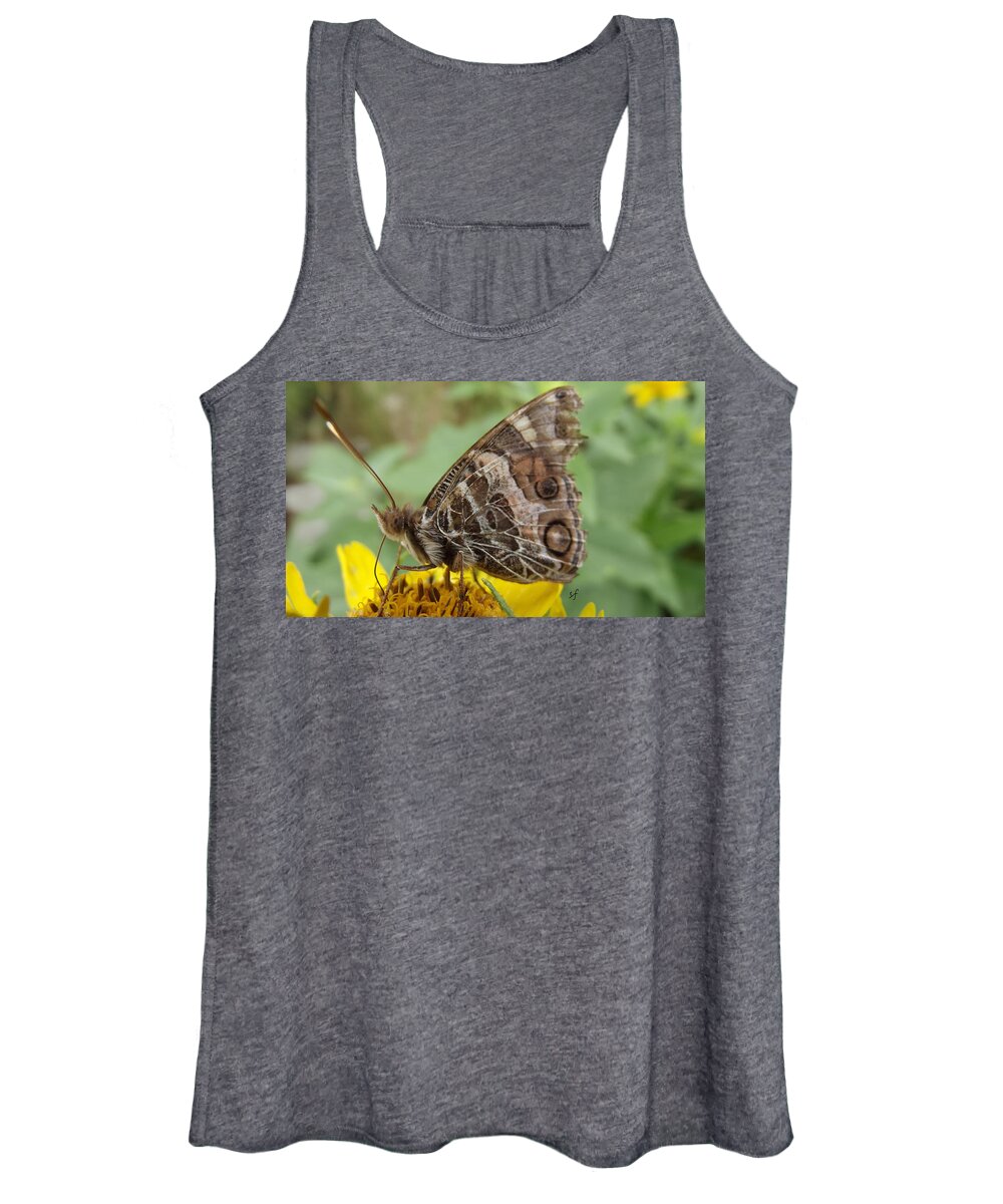 Macro Women's Tank Top featuring the photograph Battered Tattered Butterfly by Shelli Fitzpatrick