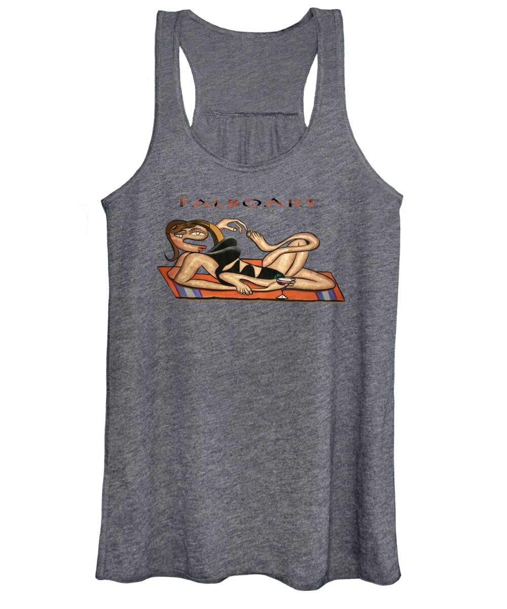 Cubism Framed Prints Women's Tank Top featuring the painting Beach Baby T-shirt by Anthony Falbo