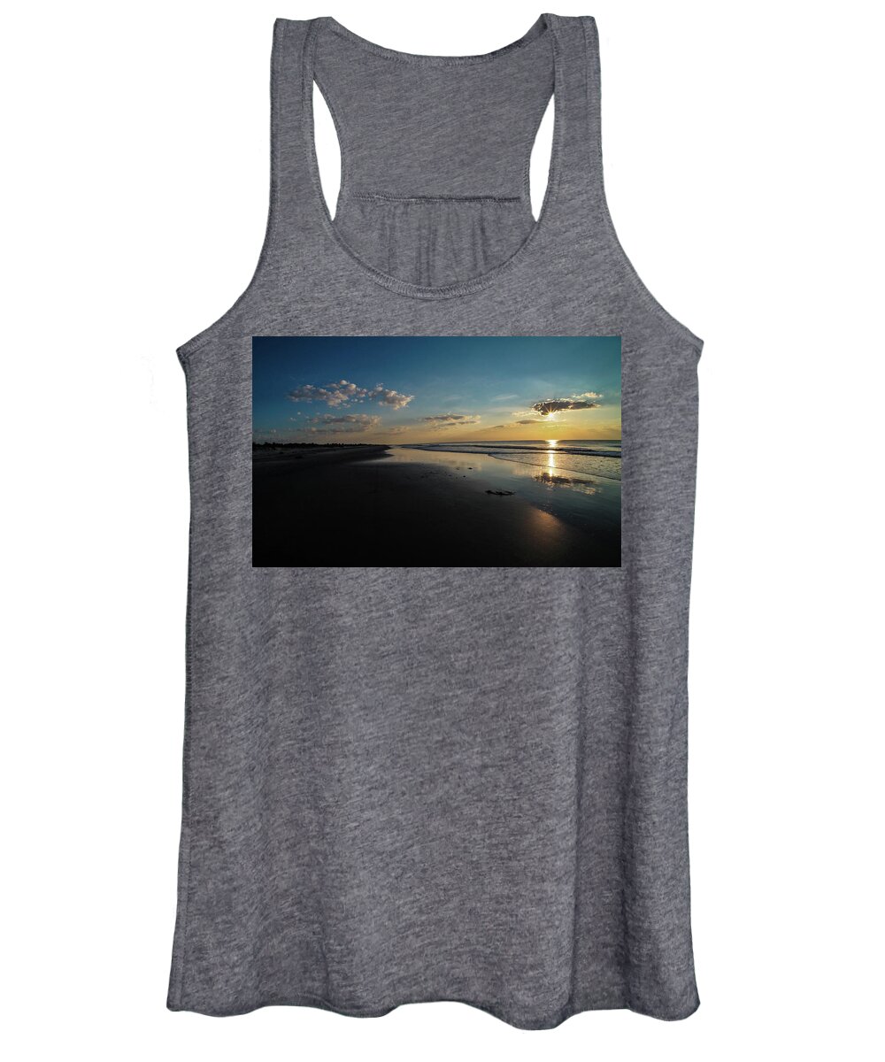 Georgia Women's Tank Top featuring the photograph Beach Sunrise at Jekyll Island by Louis Dallara