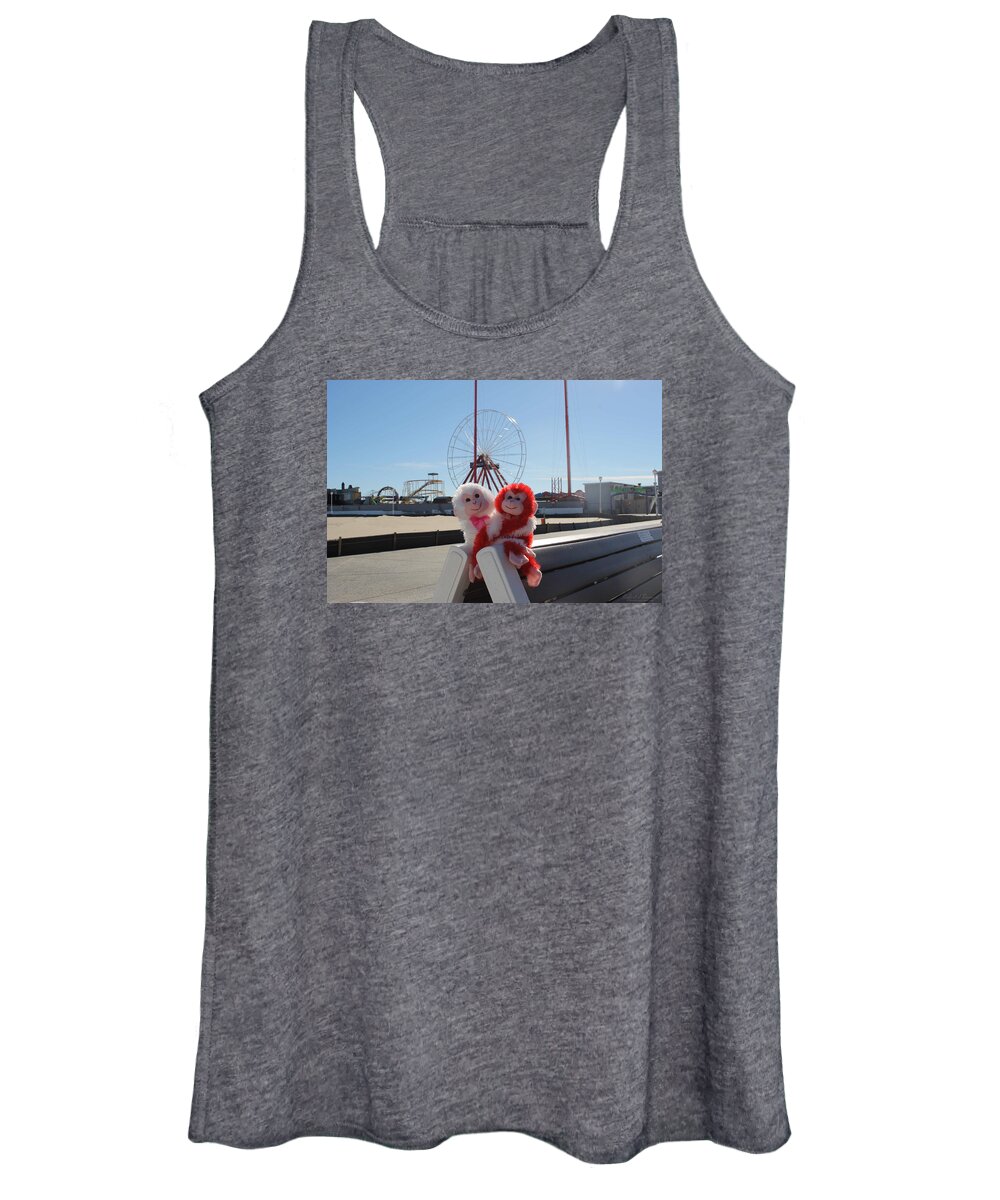 Bears Women's Tank Top featuring the photograph Bears on the Bench on the Boards by Robert Banach