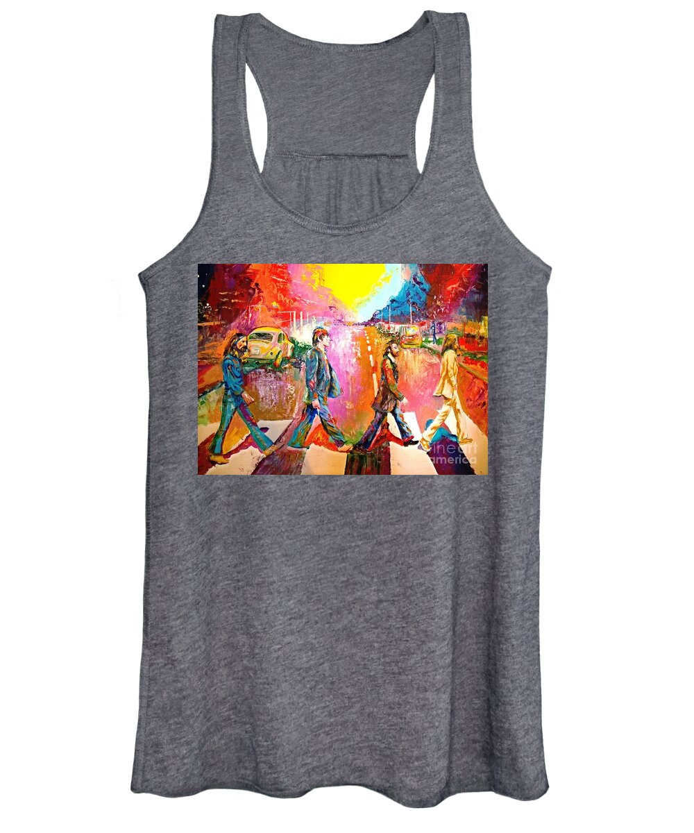 Impressionistice Version Women's Tank Top featuring the painting Beatles Abbey Road by Leland Castro