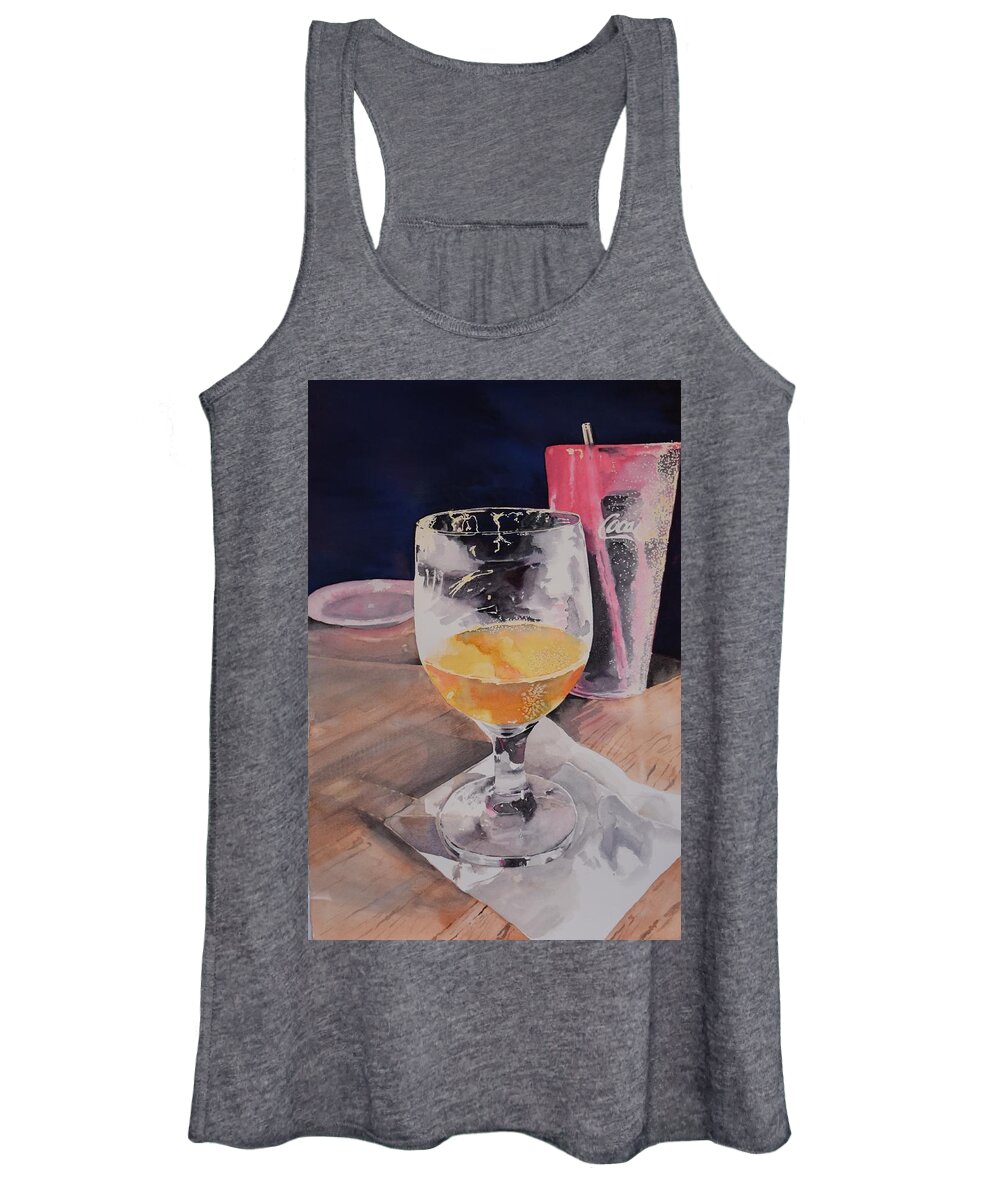 Beer. Beer Glass Women's Tank Top featuring the painting Beautiful Brew by Celene Terry