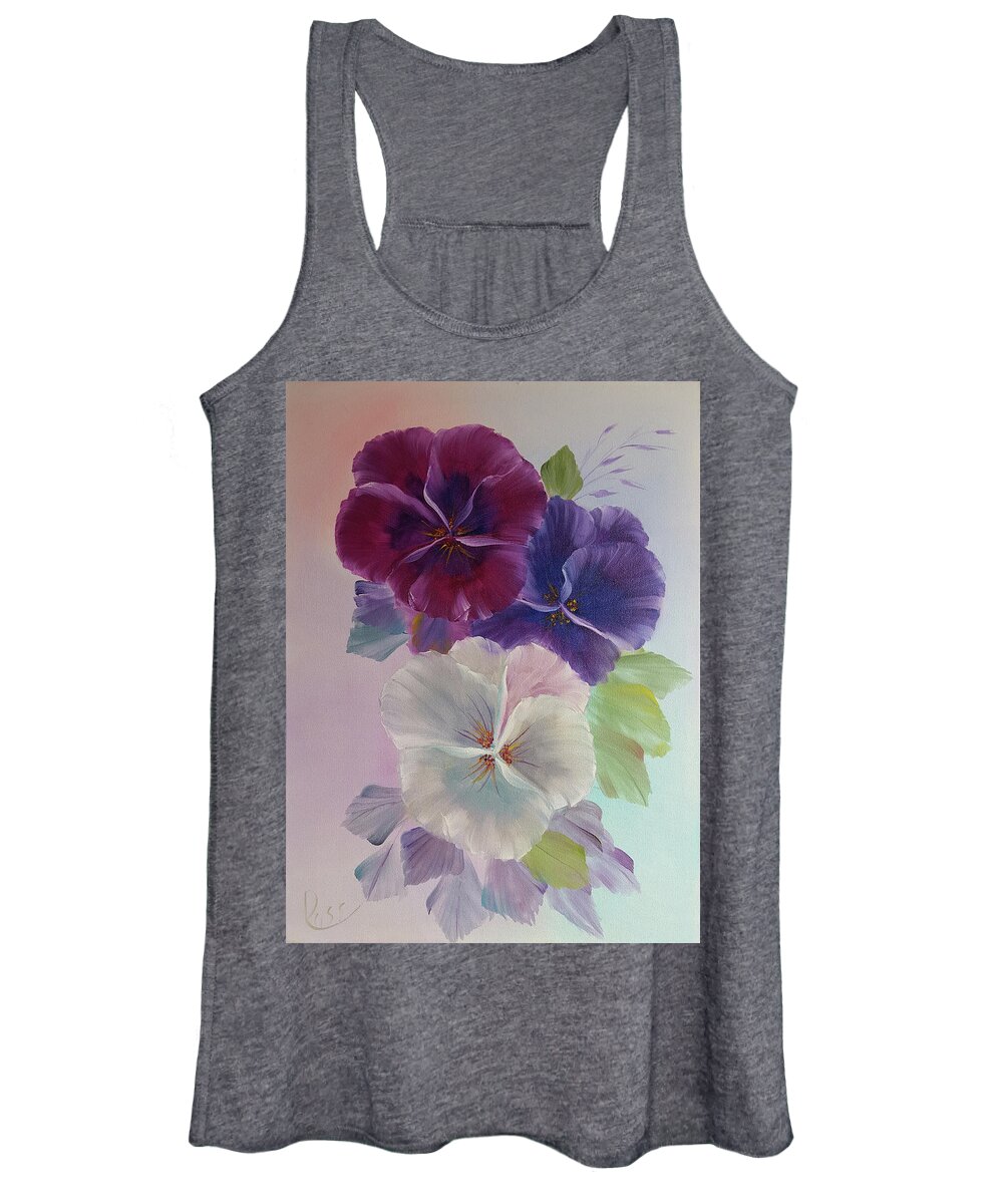 Abstract Women's Tank Top featuring the painting Beautiful Pansies by Russell Collins